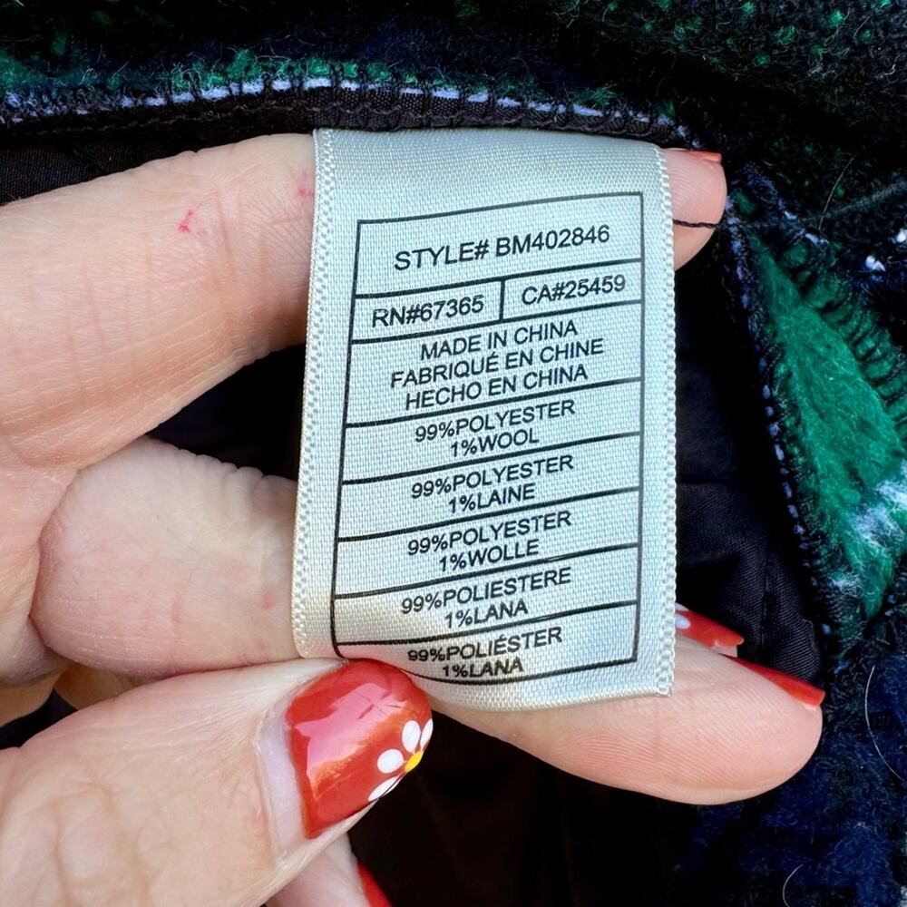 Steve Madden size L The Belle Plaid Lined Shacket Jacket - pine green - Picture 12 of 13